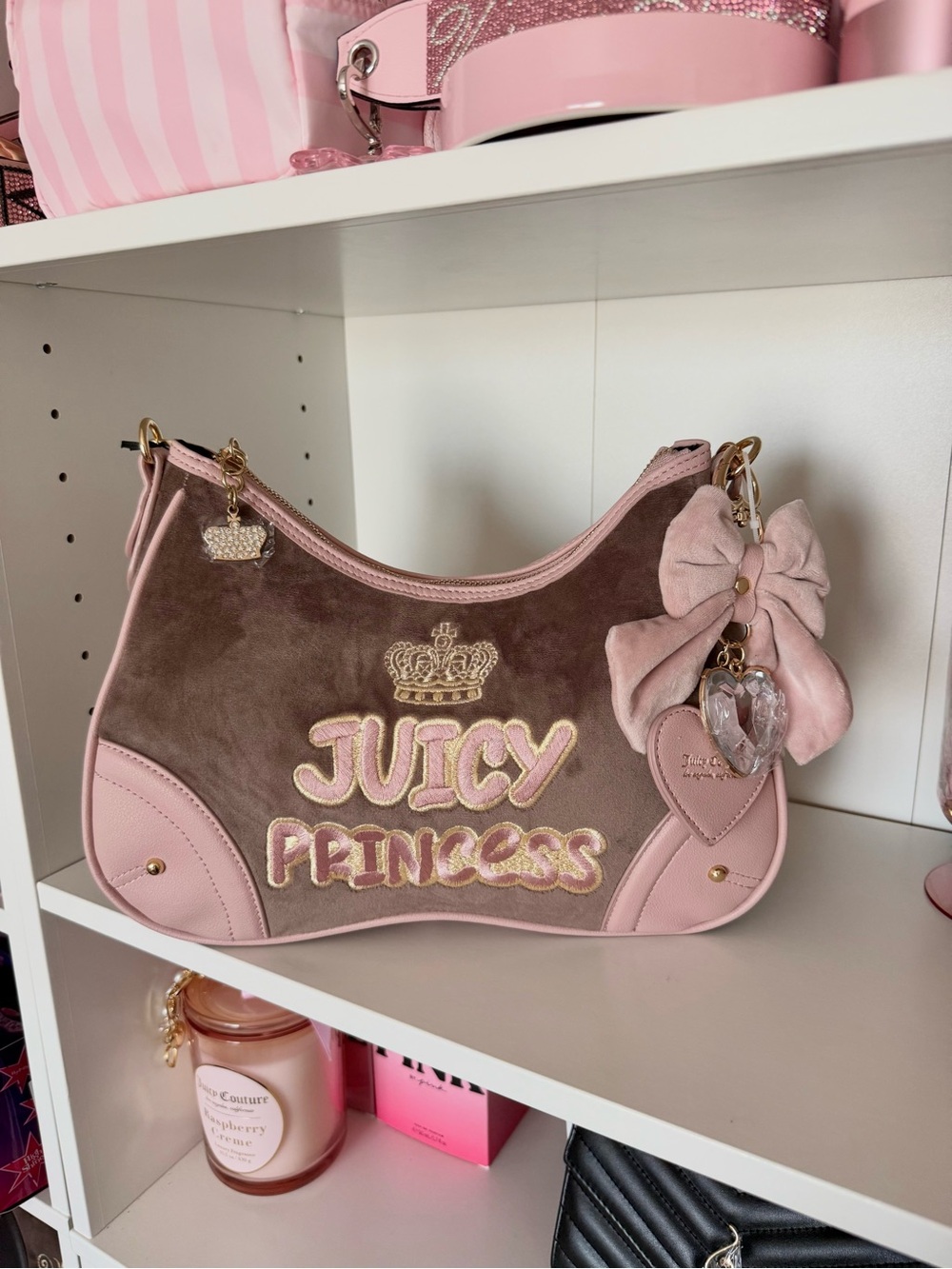 Juicy Couture “American Princess” Brown and Pink 'Juicy Princess' Shoulder Bag
